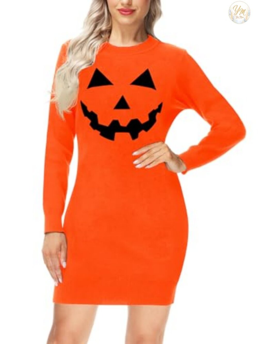 AOBUTE Women Halloween Sweater Dress Funny Holiday Vintage Knit Pullover